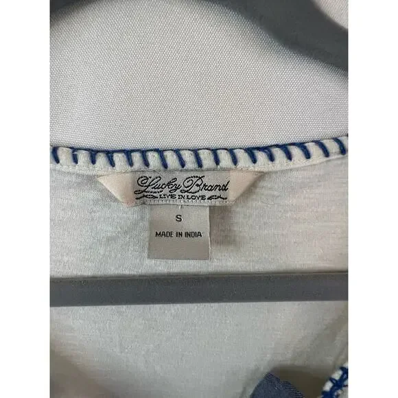 Lucky Brand White Embroidered Long Sleeve Top Size Small - Picture 2 of 4
